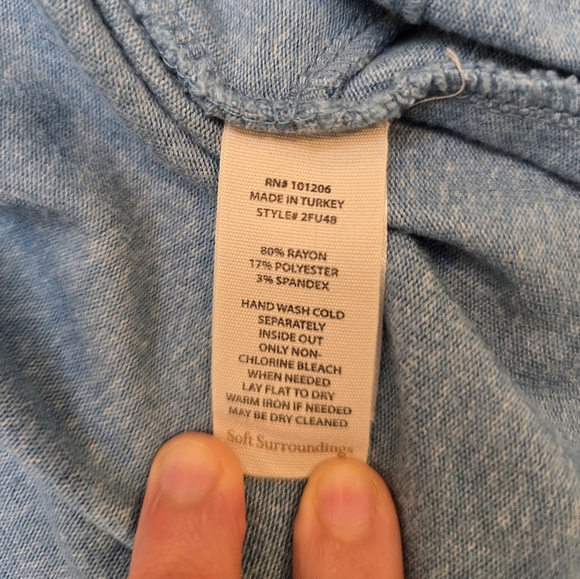 soft surroundings short dress M  Blue Tie Belt To Cinch Waist With Pockets - Picture 9 of 13